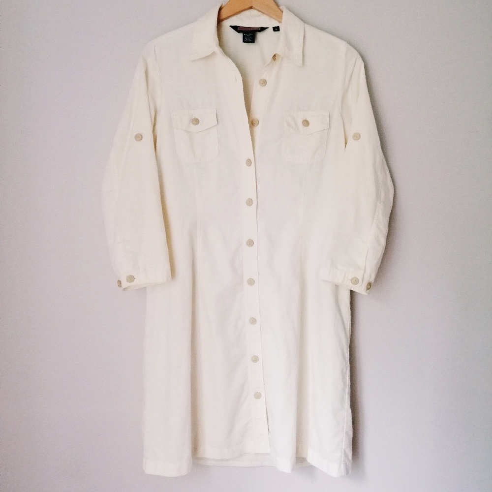 Vineyard Vines Linen/Cotton Shirt Dress Cream